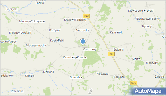 mapa Ostrożany, Ostrożany na mapie Targeo