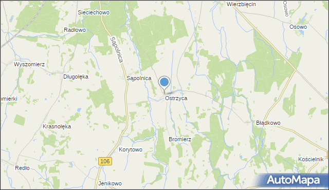 mapa Ostrzyca, Ostrzyca gmina Nowogard na mapie Targeo