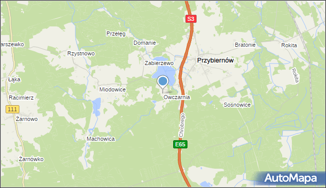 mapa Owczarnia, Owczarnia gmina Przybiernów na mapie Targeo