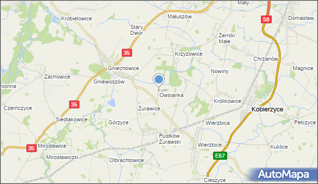 mapa Owsianka, Owsianka gmina Kobierzyce na mapie Targeo