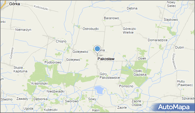 mapa Pakosław, Pakosław powiat rawicki na mapie Targeo