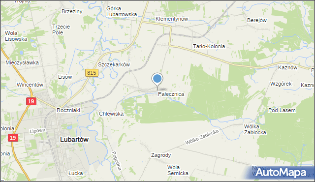 mapa Pałecznica, Pałecznica gmina Niedźwiada na mapie Targeo