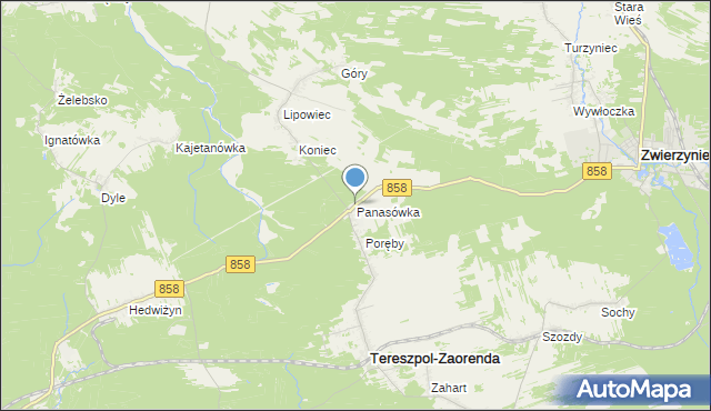 mapa Panasówka, Panasówka na mapie Targeo