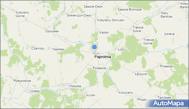 mapa Paprotnia, Paprotnia powiat siedlecki na mapie Targeo