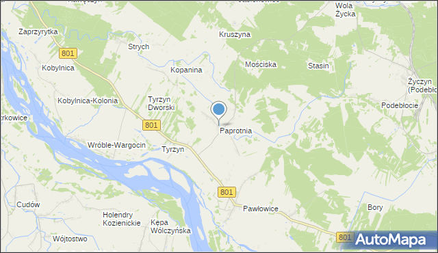 mapa Paprotnia, Paprotnia gmina Stężyca na mapie Targeo