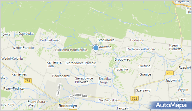 mapa Parcele, Parcele gmina Bodzentyn na mapie Targeo