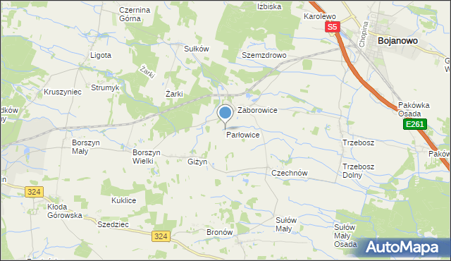 mapa Parłowice, Parłowice na mapie Targeo