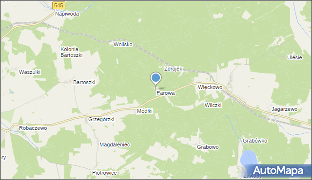 mapa Parowa, Parowa gmina Nidzica na mapie Targeo