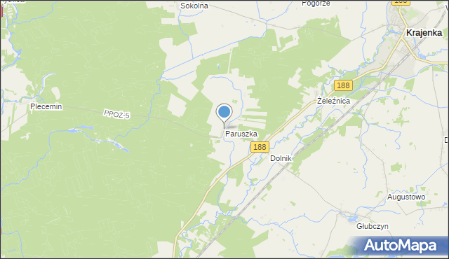 mapa Paruszka, Paruszka na mapie Targeo