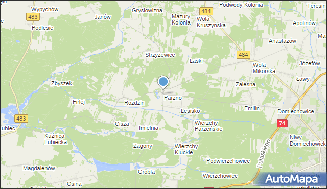 mapa Parzno, Parzno na mapie Targeo