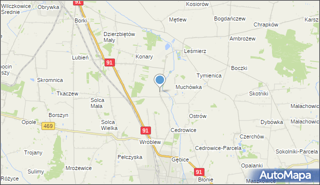 mapa Parzyce, Parzyce gmina Ozorków na mapie Targeo