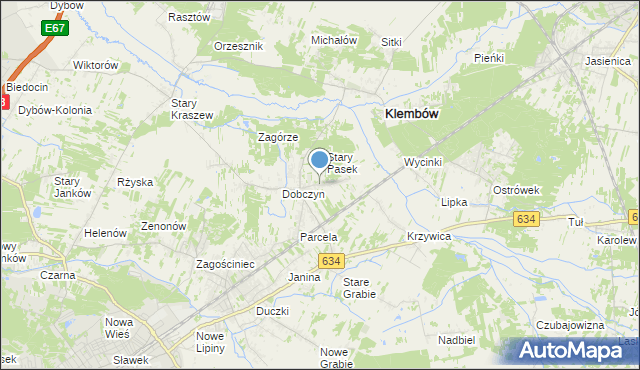 mapa Pasek, Pasek gmina Klembów na mapie Targeo