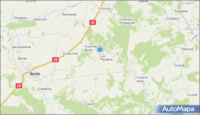 mapa Pasieka, Pasieka gmina Boćki na mapie Targeo