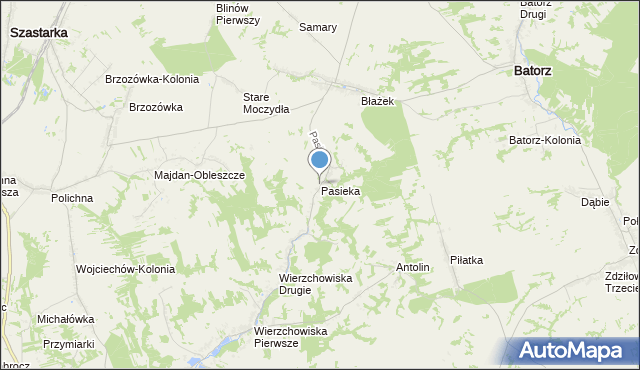 mapa Pasieka, Pasieka gmina Modliborzyce na mapie Targeo