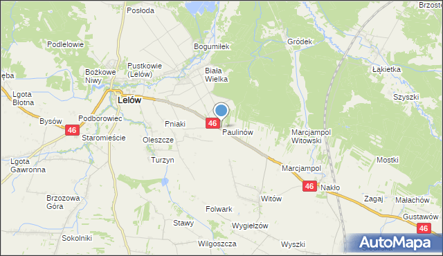 mapa Paulinów, Paulinów gmina Lelów na mapie Targeo