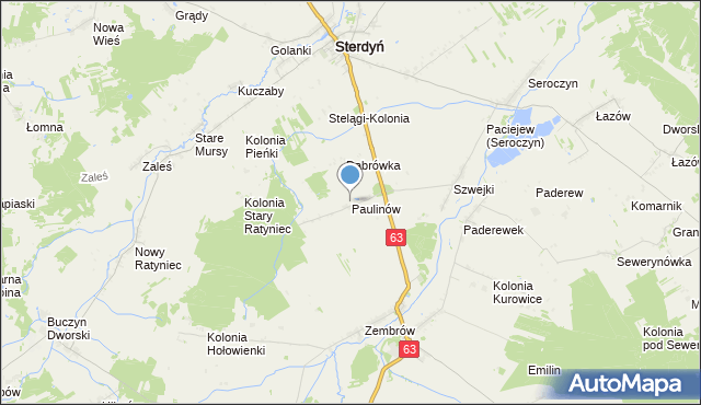 mapa Paulinów, Paulinów gmina Sterdyń na mapie Targeo