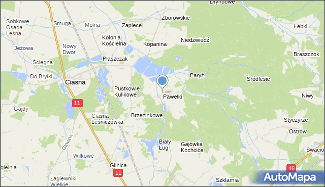 mapa Pawełki, Pawełki gmina Kochanowice na mapie Targeo