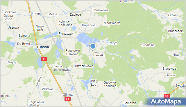 mapa Pawełki, Pawełki gmina Kochanowice na mapie Targeo