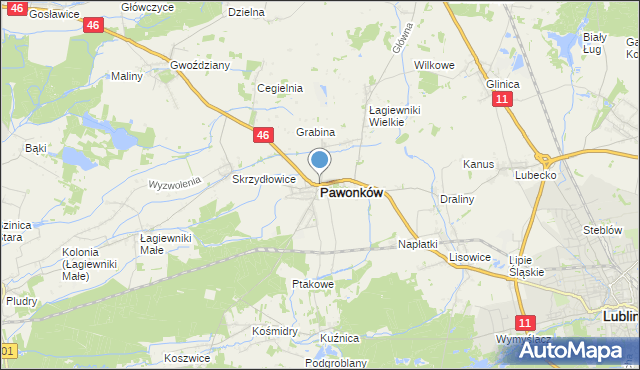 mapa Pawonków, Pawonków na mapie Targeo