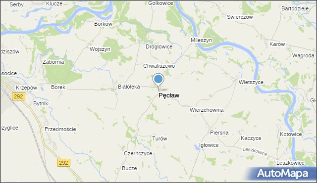 mapa Pęcław, Pęcław powiat głogowski na mapie Targeo