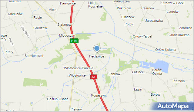 mapa Pęcławice-Parcele, Pęcławice-Parcele na mapie Targeo