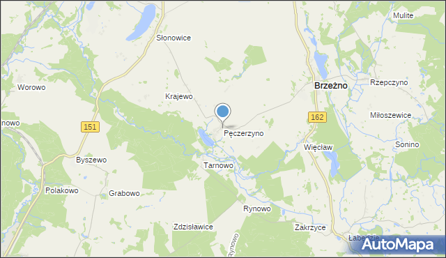 mapa Pęczerzyno, Pęczerzyno na mapie Targeo