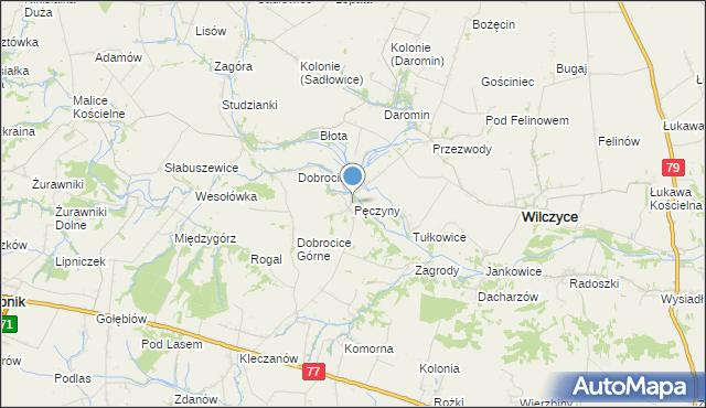 mapa Pęczyny, Pęczyny na mapie Targeo