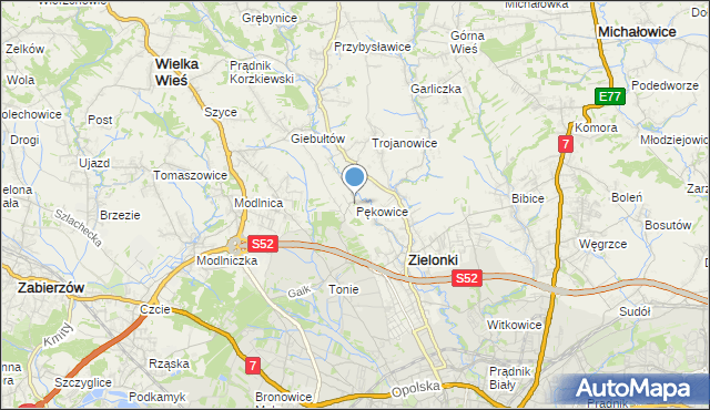 mapa Pękowice, Pękowice na mapie Targeo