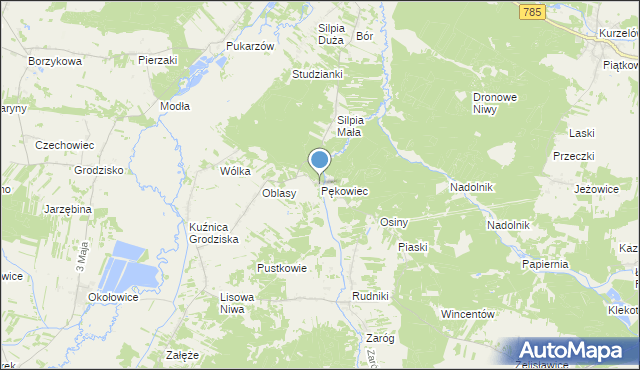 mapa Pękowiec, Pękowiec na mapie Targeo