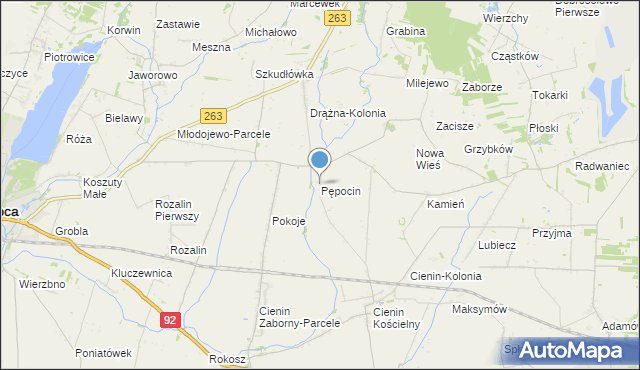 mapa Pępocin, Pępocin na mapie Targeo