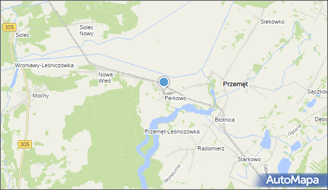 mapa Perkowo, Perkowo gmina Przemęt na mapie Targeo