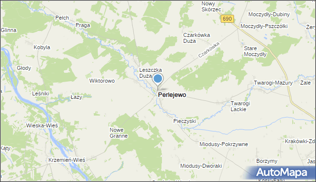 mapa Perlejewo, Perlejewo na mapie Targeo