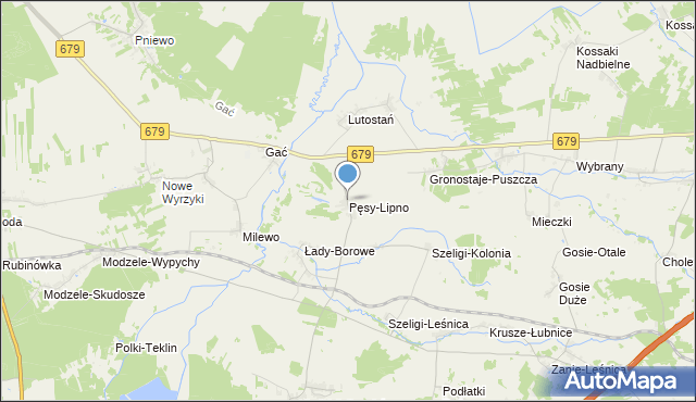 mapa Pęsy-Lipno, Pęsy-Lipno gmina Zambrów na mapie Targeo