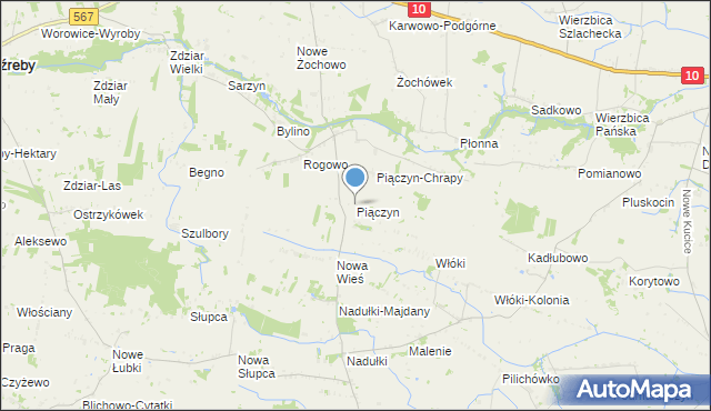 mapa Piączyn, Piączyn na mapie Targeo