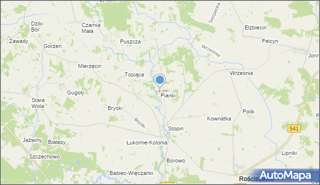 mapa Pianki, Pianki gmina Rościszewo na mapie Targeo