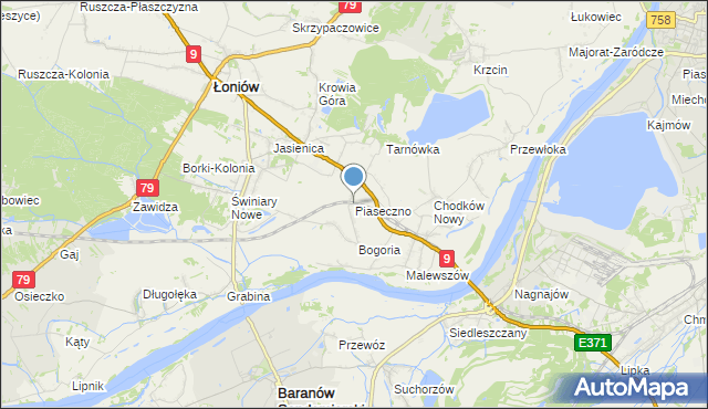 mapa Piaseczno, Piaseczno gmina Łoniów na mapie Targeo