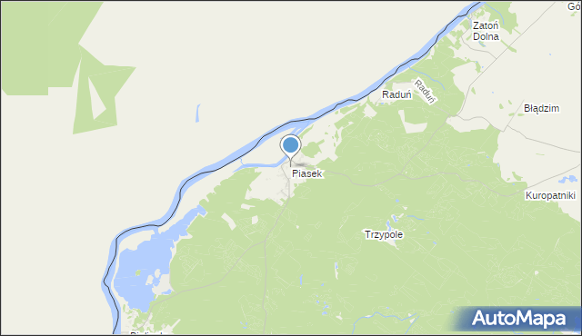 mapa Piasek, Piasek gmina Cedynia na mapie Targeo