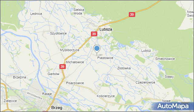 mapa Piastowice, Piastowice gmina Lubsza na mapie Targeo