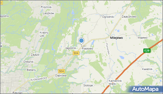 mapa Piastowo, Piastowo gmina Milejewo na mapie Targeo