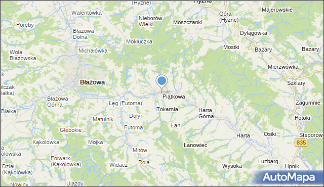 mapa Piątkowa, Piątkowa gmina Błażowa na mapie Targeo