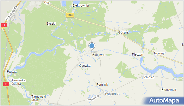 mapa Piecewo, Piecewo gmina Tarnówka na mapie Targeo