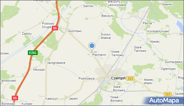 mapa Piechanin, Piechanin na mapie Targeo