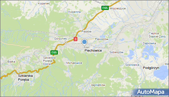 mapa Piechowice, Piechowice powiat jeleniogórski na mapie Targeo