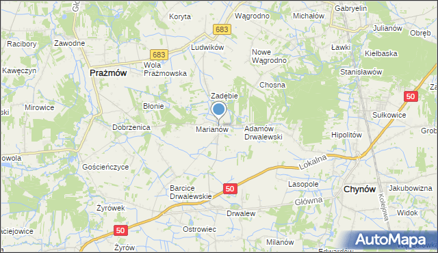 mapa Pieczyska, Pieczyska gmina Chynów na mapie Targeo