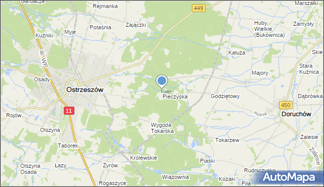 mapa Pieczyska, Pieczyska gmina Doruchów na mapie Targeo