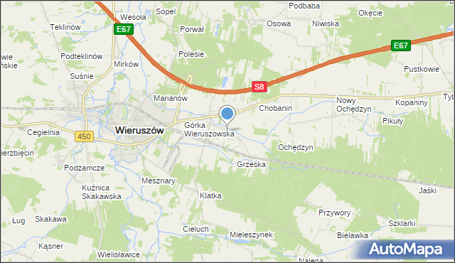 mapa Pieczyska, Pieczyska gmina Wieruszów na mapie Targeo