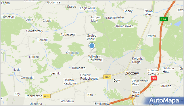 mapa Pieczyska, Pieczyska gmina Złoczew na mapie Targeo