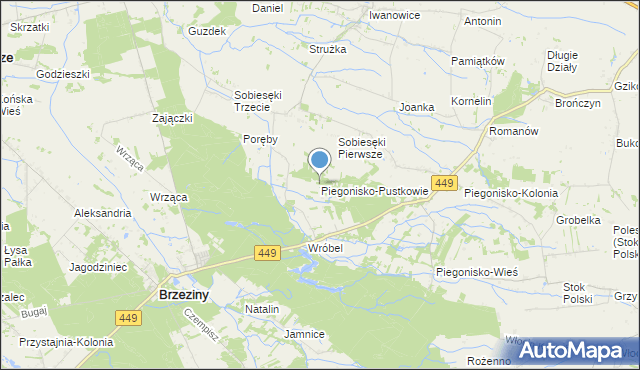 mapa Piegonisko-Pustkowie, Piegonisko-Pustkowie na mapie Targeo