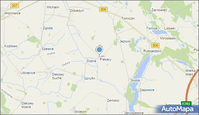 mapa Piekary, Piekary gmina Stęszew na mapie Targeo