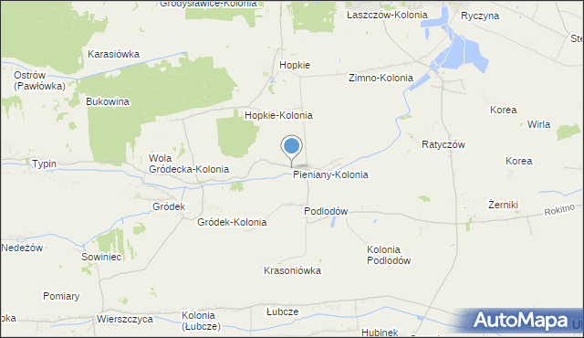 mapa Pieniany-Kolonia, Pieniany-Kolonia na mapie Targeo